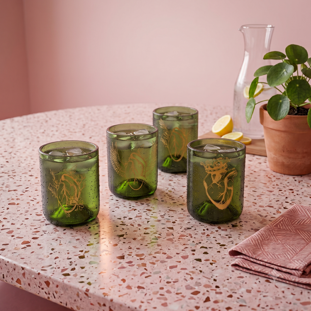 Cuore – set di 4 bicchieri in vetro recuperato da 250 ml