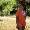 hoodie yoga felpa cappuccio sweat shorts orange arancione