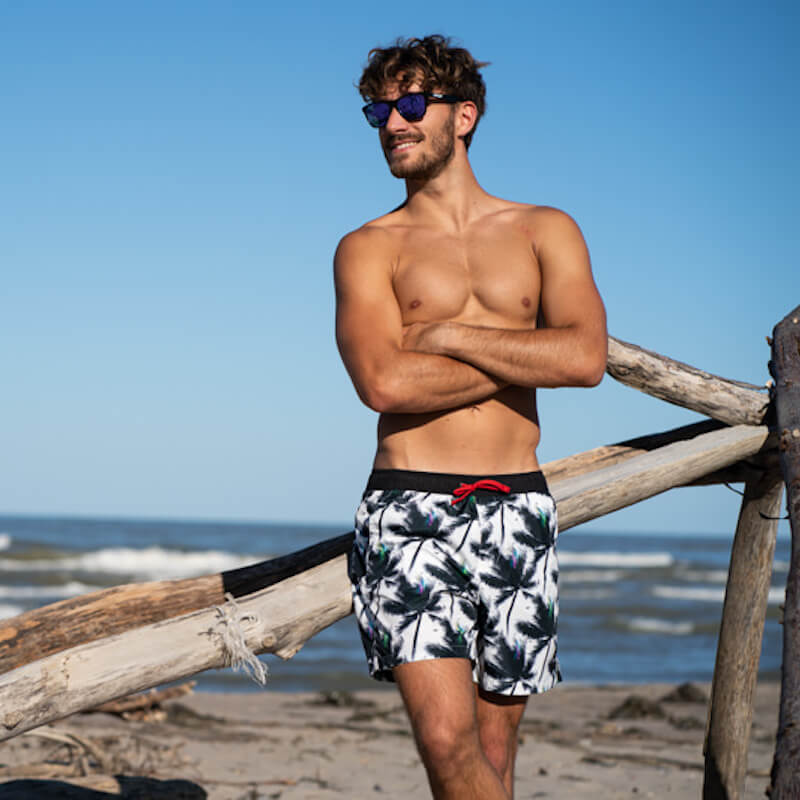 swim boxer medium medio white palms