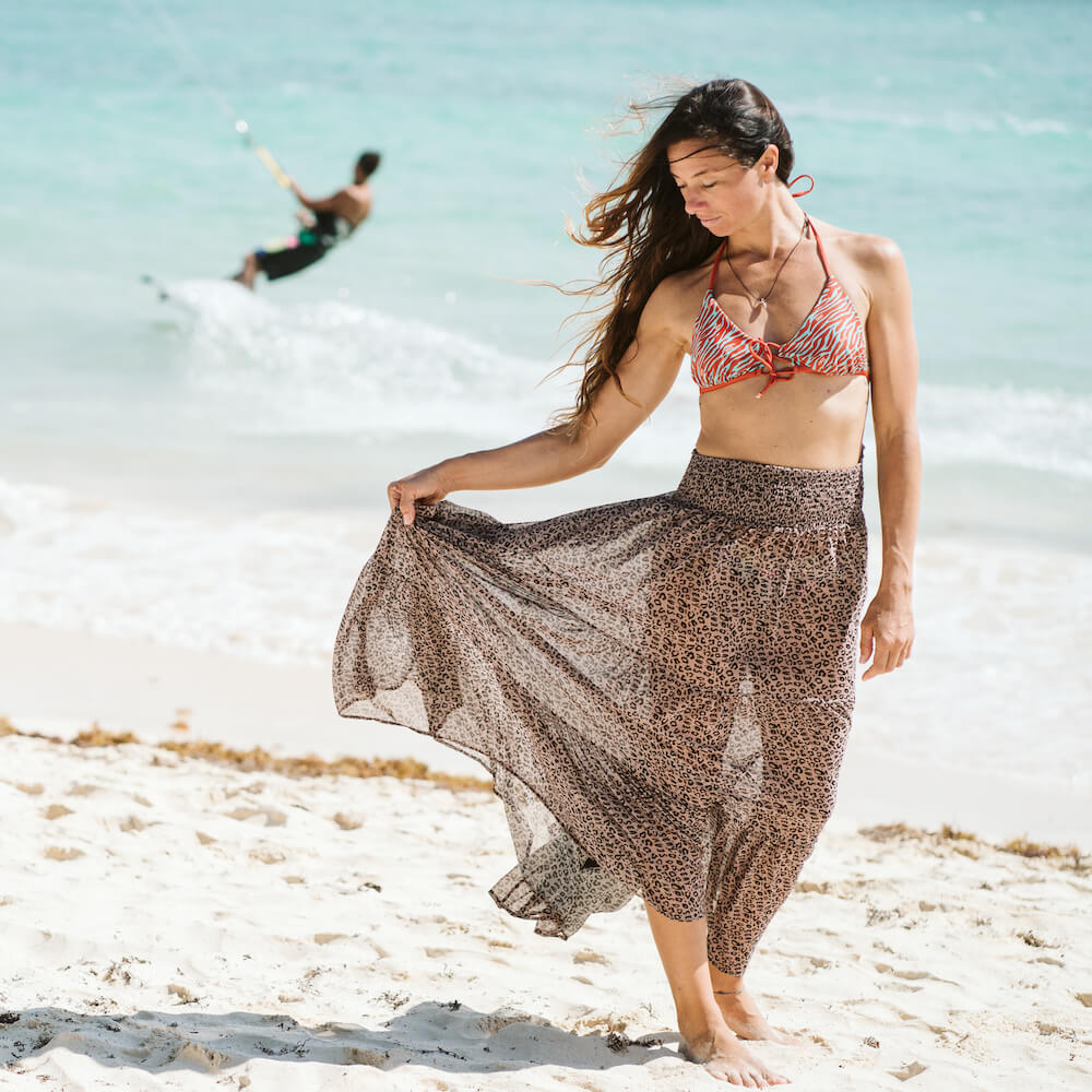 maxi skirt cappuccino recycled polyester gonna poliestere riciclato