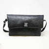 FLAP BG similpelle effetto vintage colore nero con chiusura in cintura nera FRONT