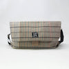 FLAP BG tweed beige righe verde-rosso con chiusura in cintura oro FRONT