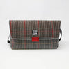 FLAP BG tweed marrone-verde-rosso con chiusura in cintura rossa FRONT