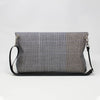 FLAP BG tweed scozzese bianco-grigio con chiusura in cintura acquamarina BACK