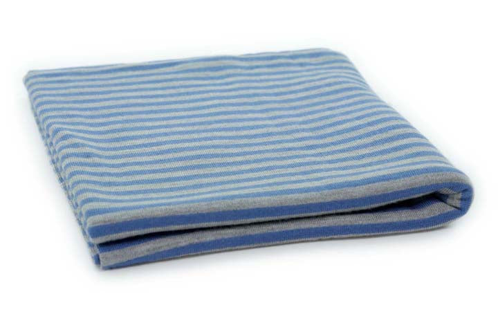Copertina per culla in cashmere e seta grigio chiaro | azzurro carta da zucchero