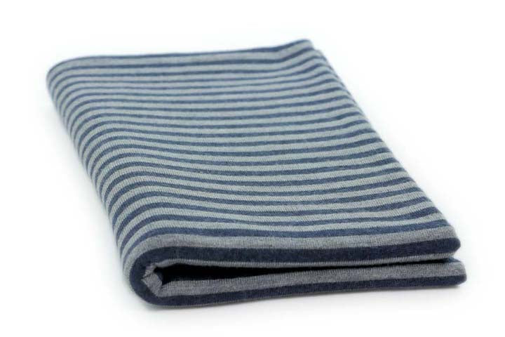 Copertina per lettino in cashmere e seta grigio | blu