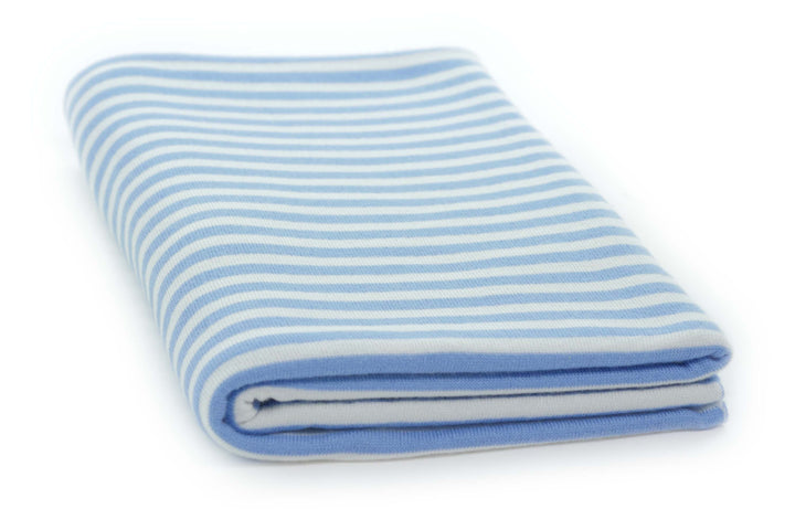 Copertina per culla in cashmere e seta bianco | celeste