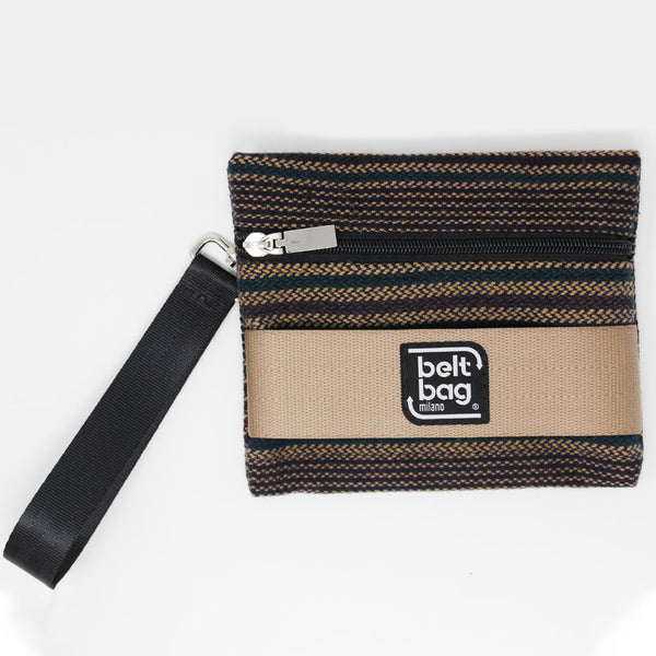 POUCH-F-tartan-marrone-scuro-marrone-chiaro-bianco-con-cintura-oro