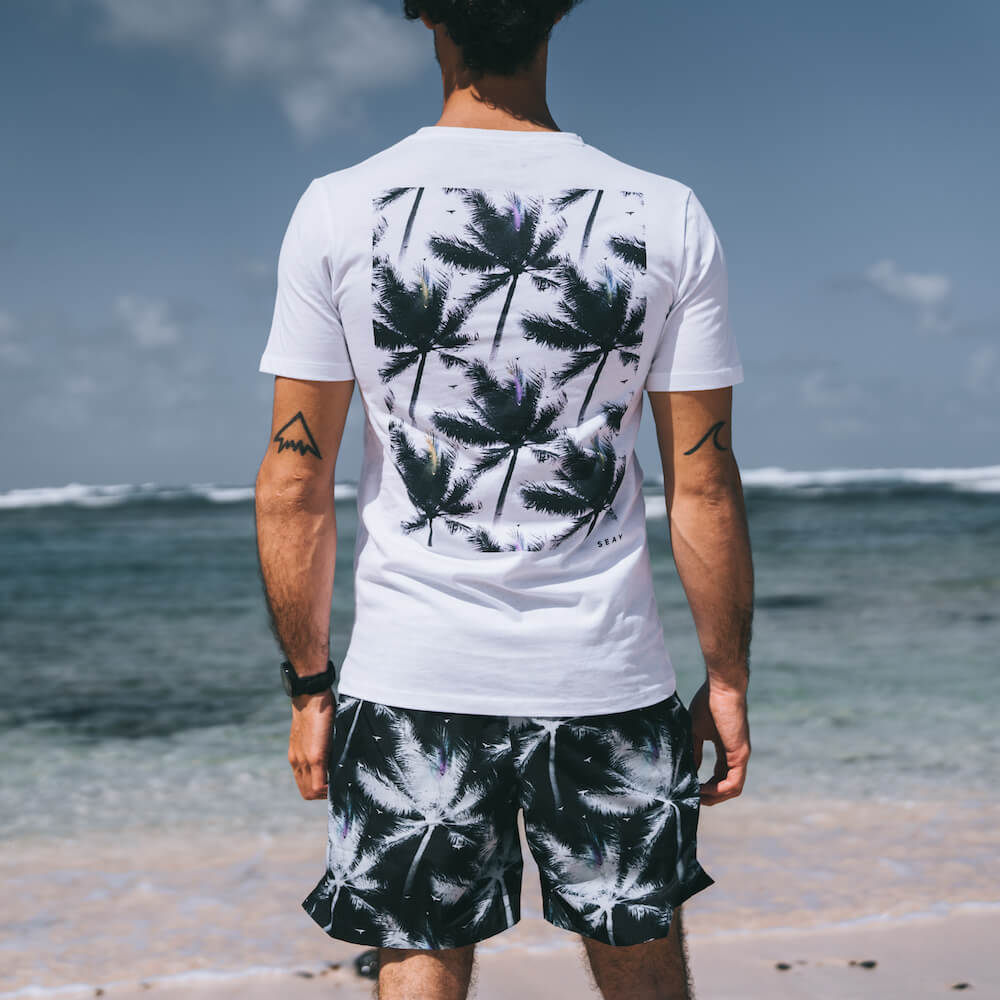swim boxer medium medio black palms t shirt back ®MIcheleBorboni