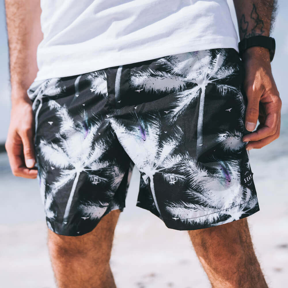 swim boxer medium medio black palms front ®MIcheleBorboni