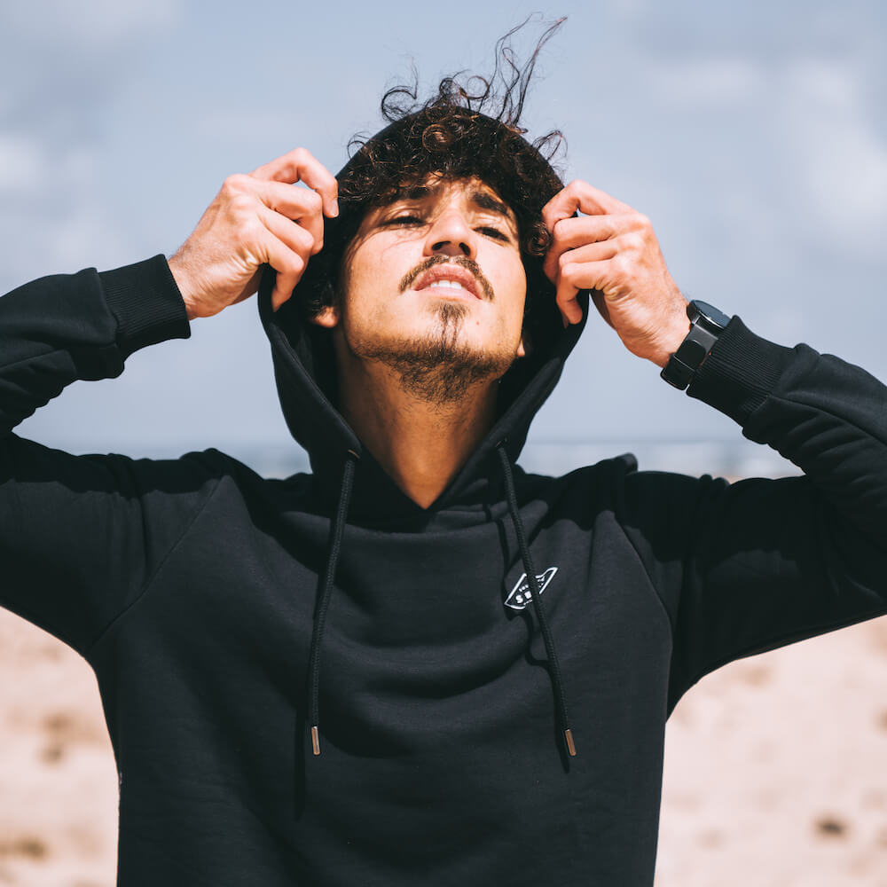 hoodie black logo felpa cappuccio nera front ®MIcheleBorboni