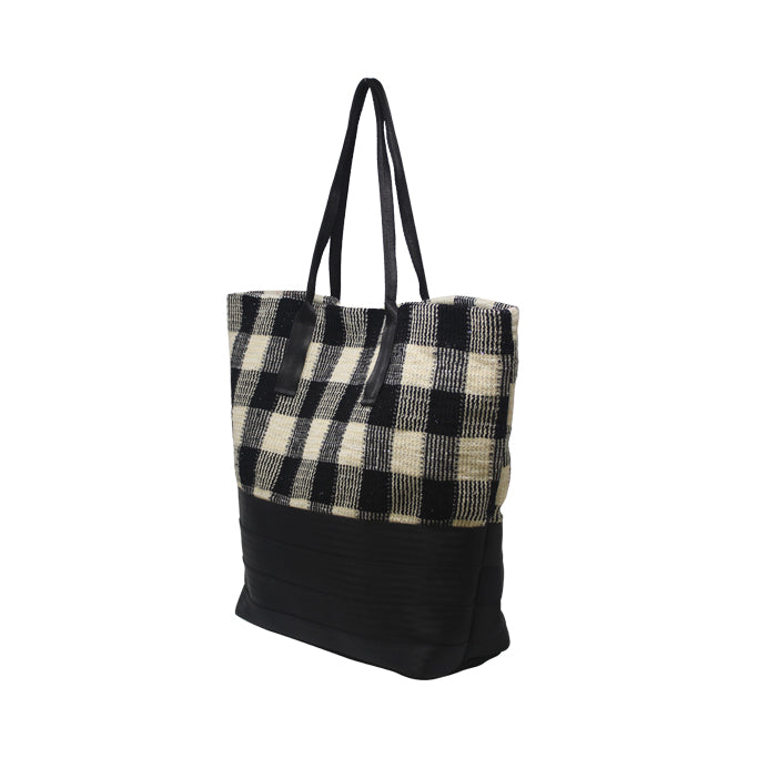 SHOPPING BELT bouclè a quadri nero beige 34