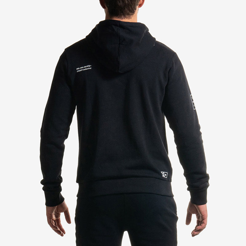 hoodie black logo felpa cappuccio nera back