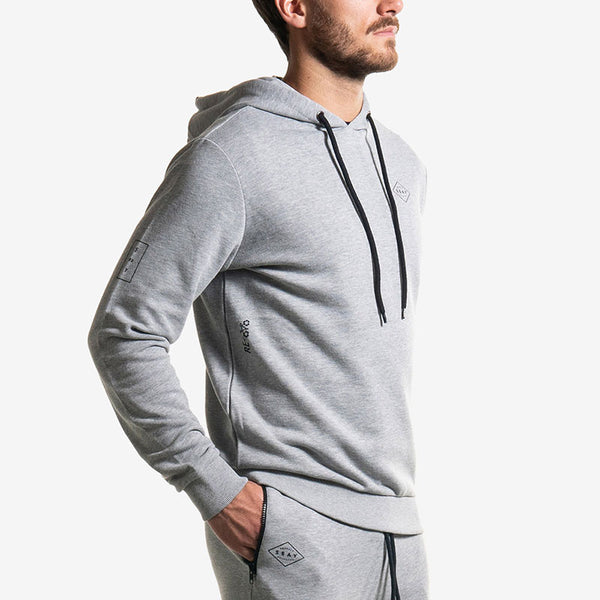 hoodie gray logo felpa cappuccio grigia side