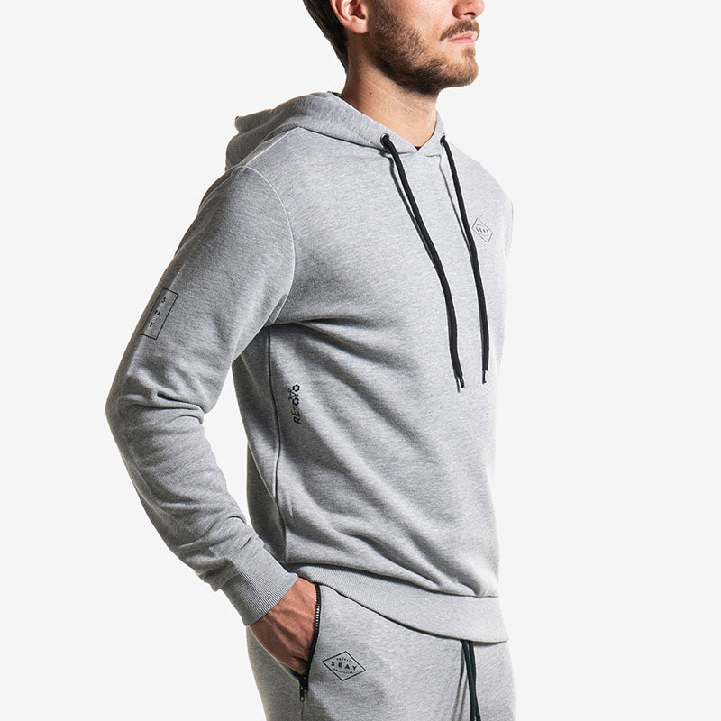 hoodie gray logo felpa cappuccio grigia side