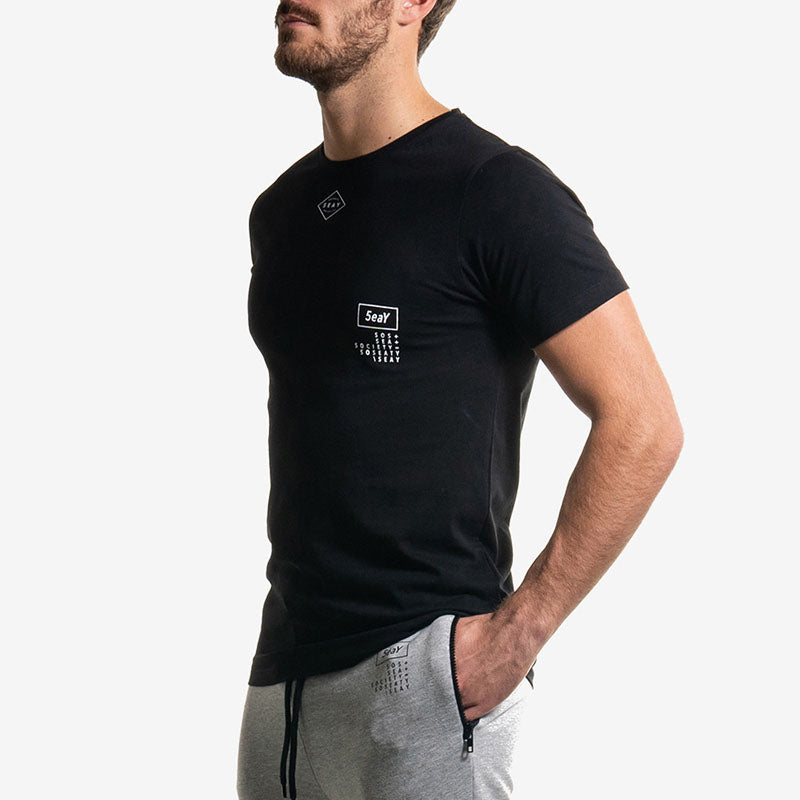 t shirt logo black nera side