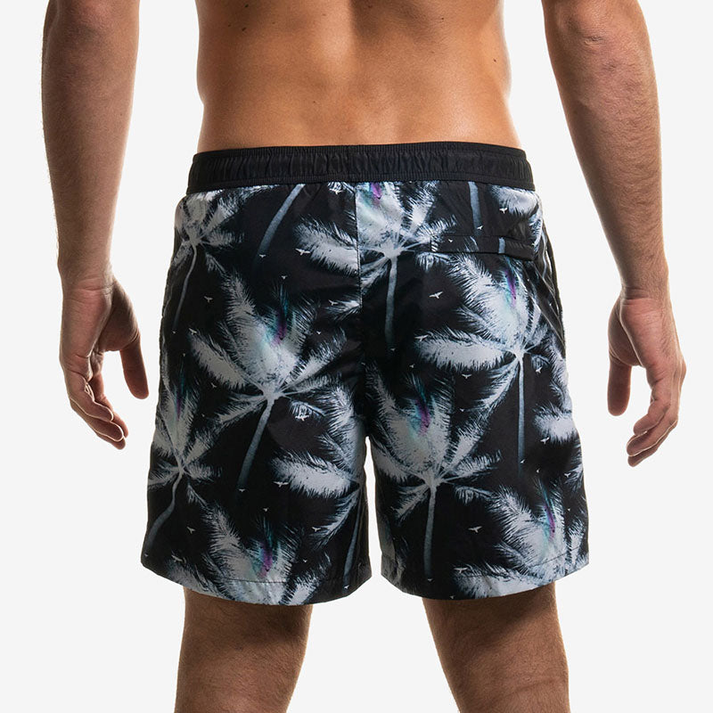 swim boxer medium medio black palms back