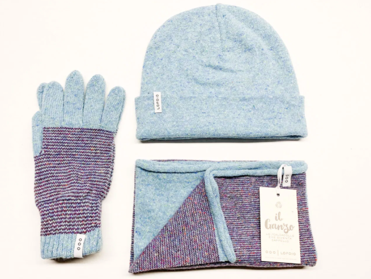 Ganzo+Guanti+Cappello in lana rigenerata