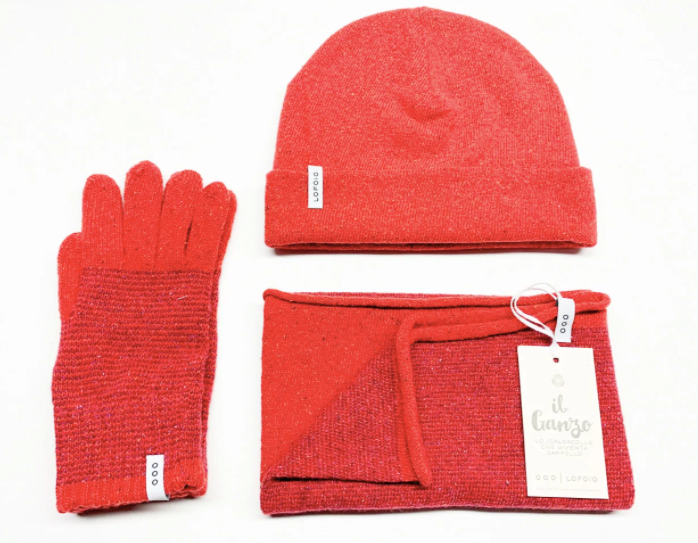 Ganzo+Guanti+Cappello in lana rigenerata