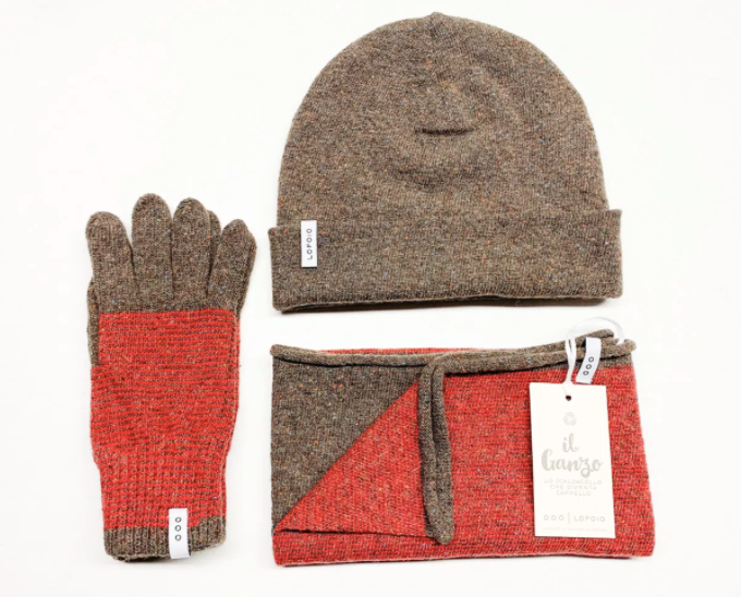 Ganzo+Guanti+Cappello in lana rigenerata