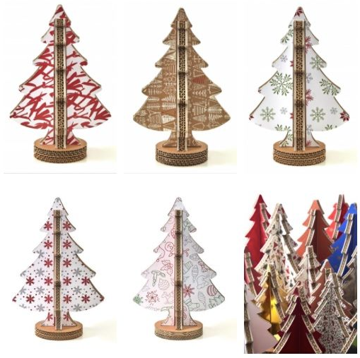 Albero di Natale ad incastro fantasia 11 H 45cm