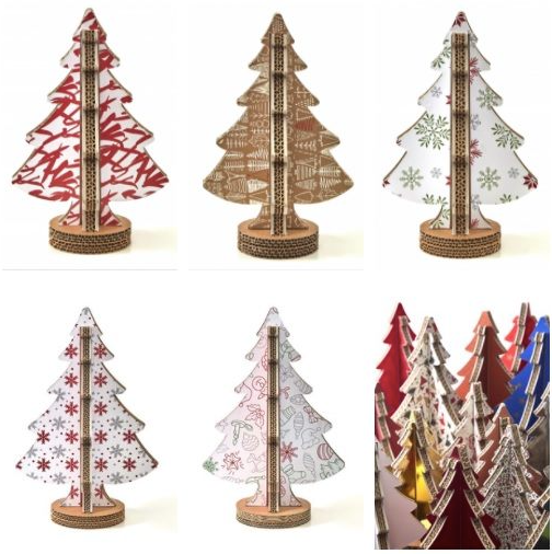 Albero di Natale ad incastro fantasia 6 H 45cm