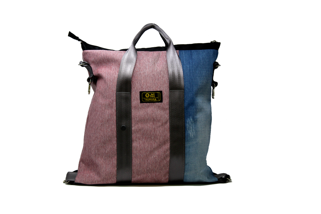 Borsa/zaino in jersey rosso slavato