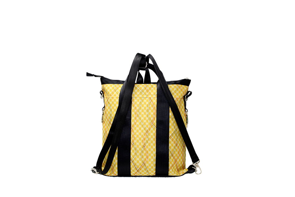 Borsa/zaino in jersey fantasia giallo