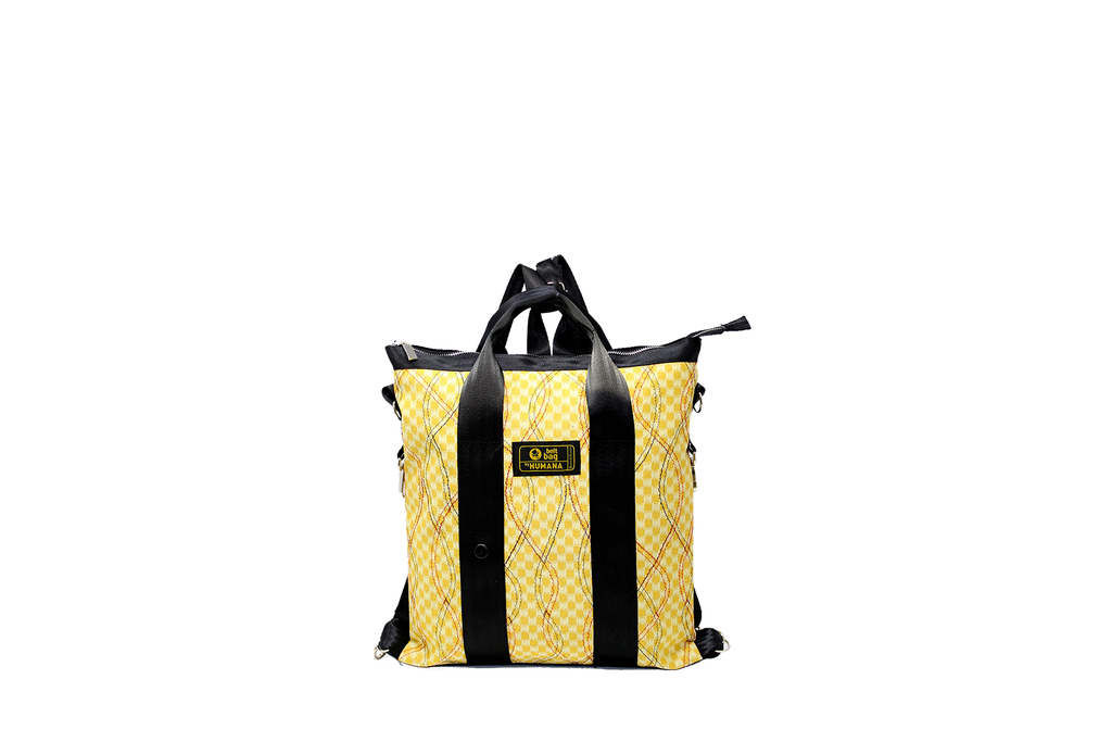 Borsa/zaino in jersey fantasia giallo