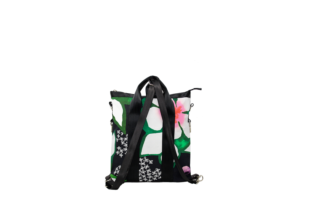 Borsa/zaino in tela cotone a fiori