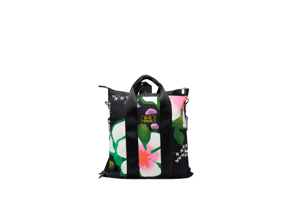 Borsa/zaino in tela cotone a fiori
