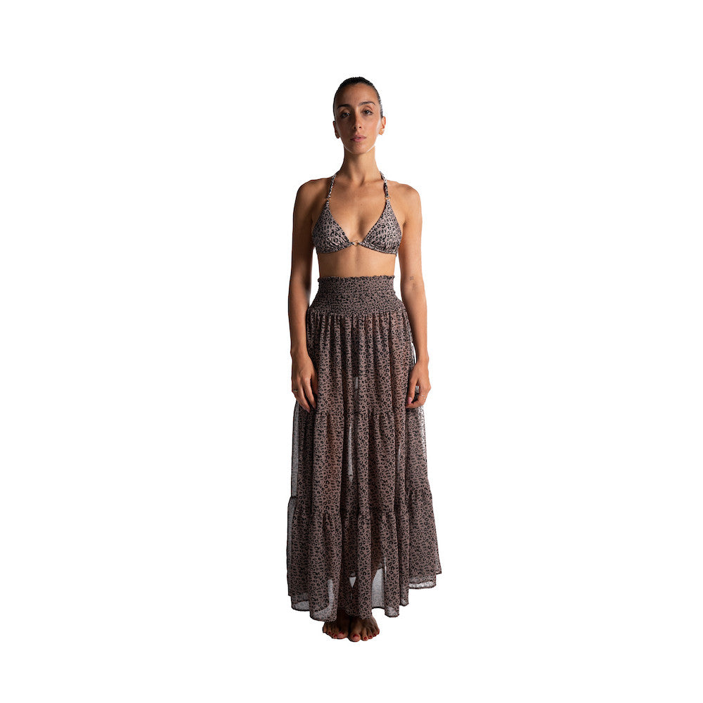maxi skirt cappuccino recycled polyester gonna poliestere riciclato