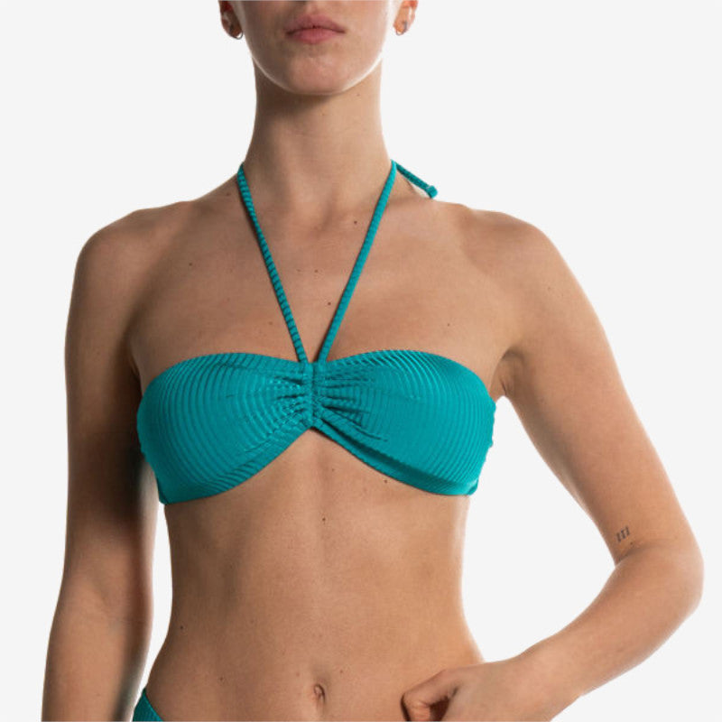 removable padded bandeau turquoise fascia imbottitura removibile turchese front
