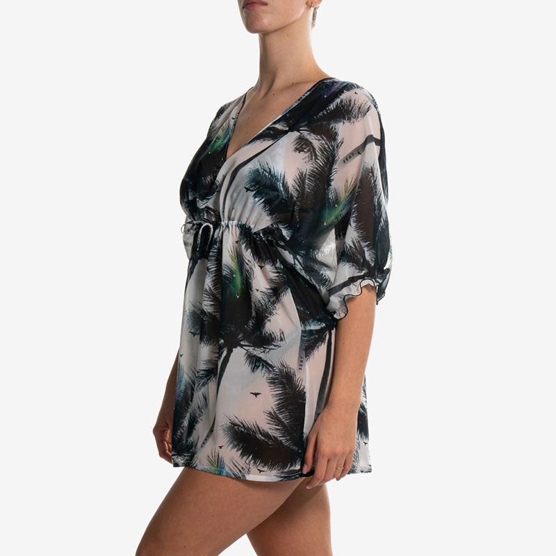 dress vestito white palms side