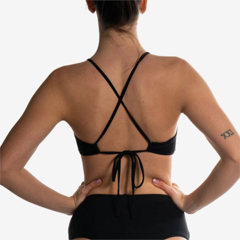 halter bra black nero back