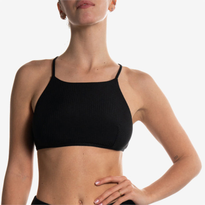 halter bra black nero front