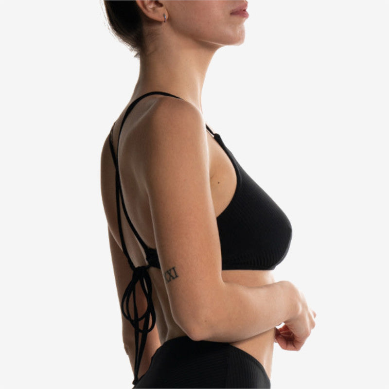 halter bra black nero side