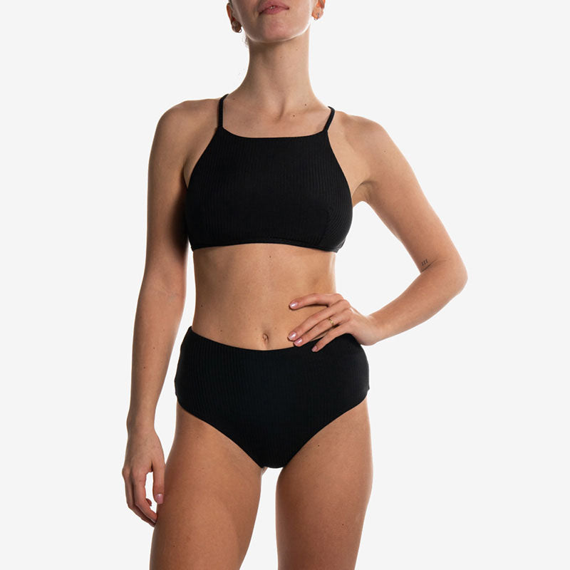 halter bra black nero front