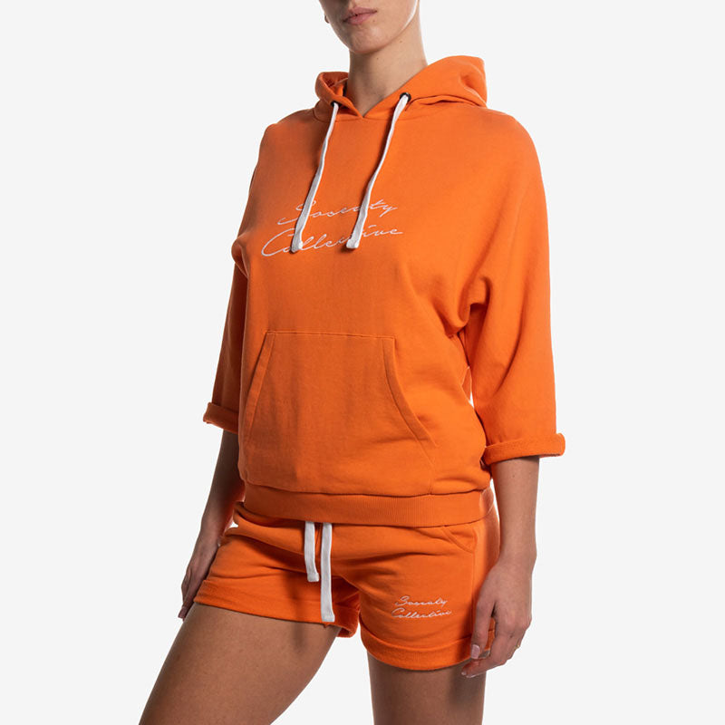 hoodie yoga orange felpa cappuccio arancione side