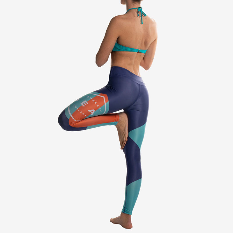 leggings blue blu logo side