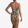 one shoulder one piece costume intero monospalla monstera stripes back