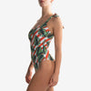 one shoulder one piece costume intero monospalla monstera stripes side