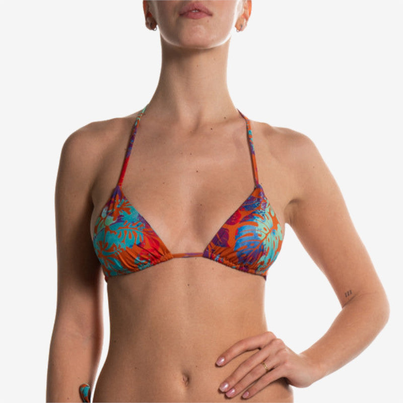 reversible triangle orange flower blue tiger triangolo reversibile front