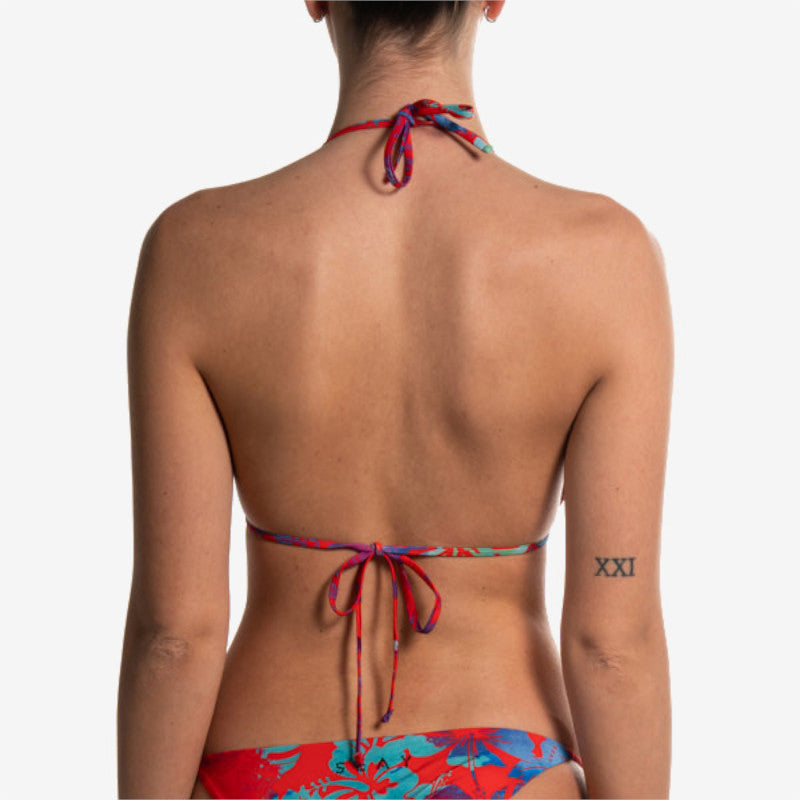 reversible triangle red flower orange tiger triangolo reversibile back