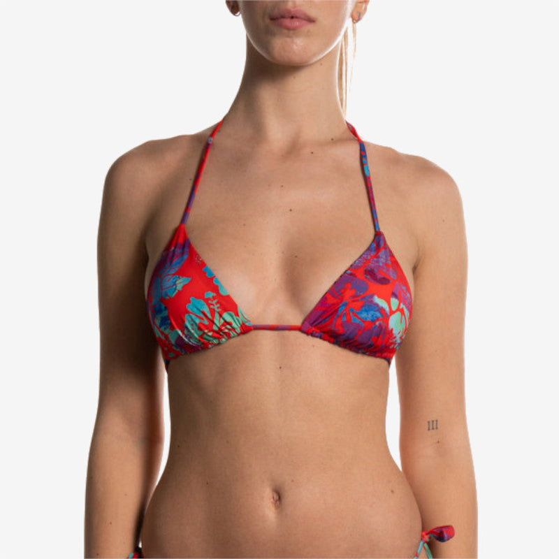 reversible triangle red flower orange tiger triangolo reversibile front