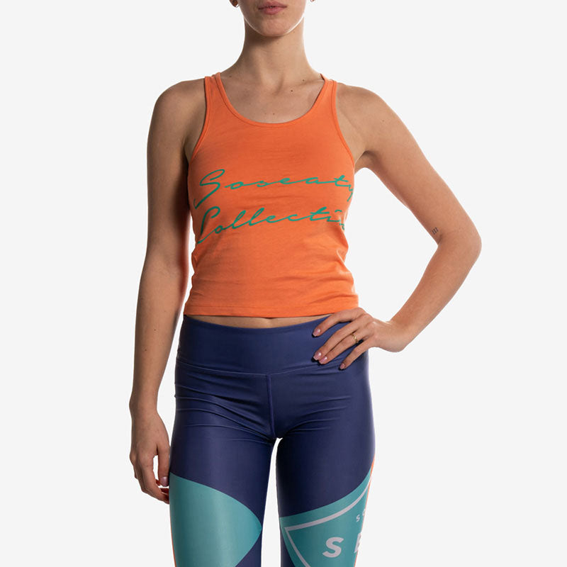 racerback tank top orange arancione front