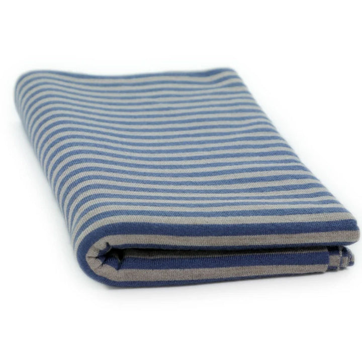 Copertina per culla in cashmere e seta beige | blu lavagna