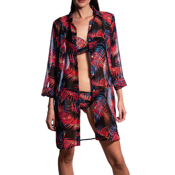 night palms maxi shirt front open