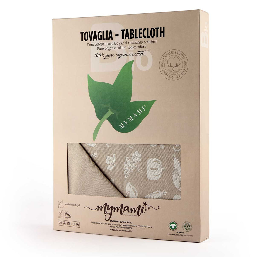 Servizio con tovaglioli rettangolare grande in cotone biologico tinta fruits nocciola
