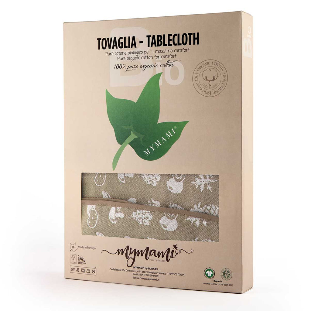 Tovaglia tonda in cotone biologico Mymami fruits nocciola